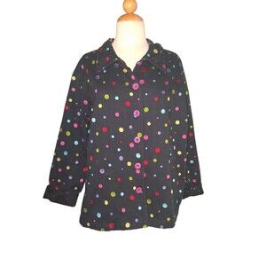 Studio Works Women's Polka Dot Blazer Vintage 90s Size 2x Plus Size Black Multi